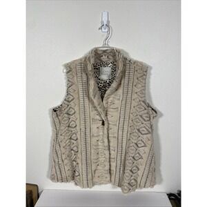 John Mark Faux Fur Woman's‎ Vest One Button Front XL-X1